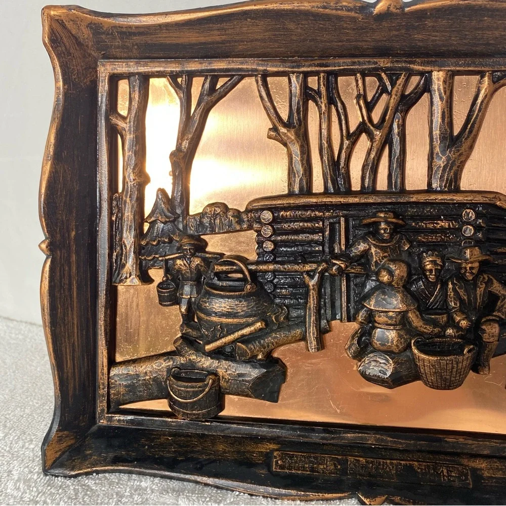 Vintage Coppercraft 3D Wall Art Copper Metalware Plaques Maple Sugar Time - Picture 8 of 15